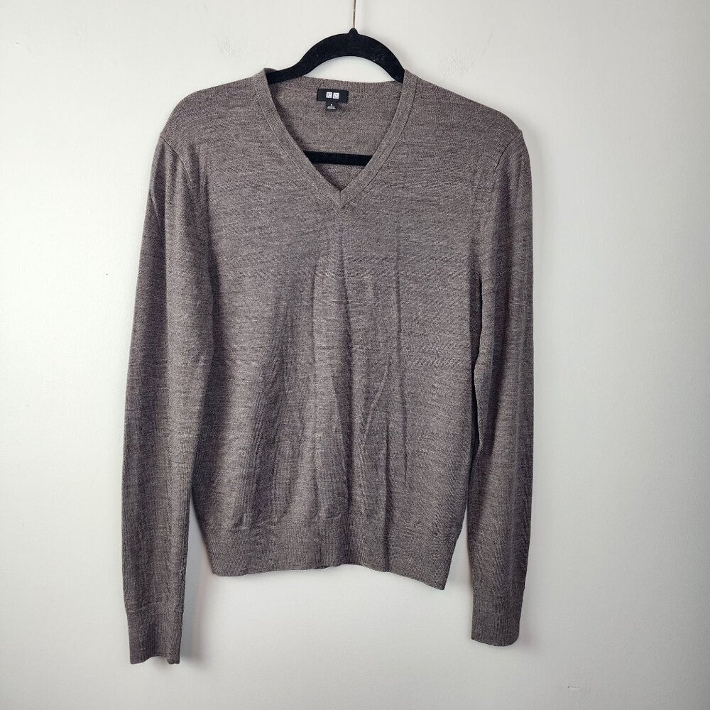 Uniqlo wool sweater sz S brown basic base layer fall winter